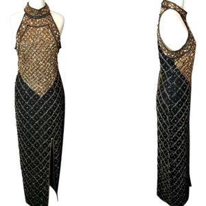 Vintage Scala Evening Gown Black and Gold (Small)
